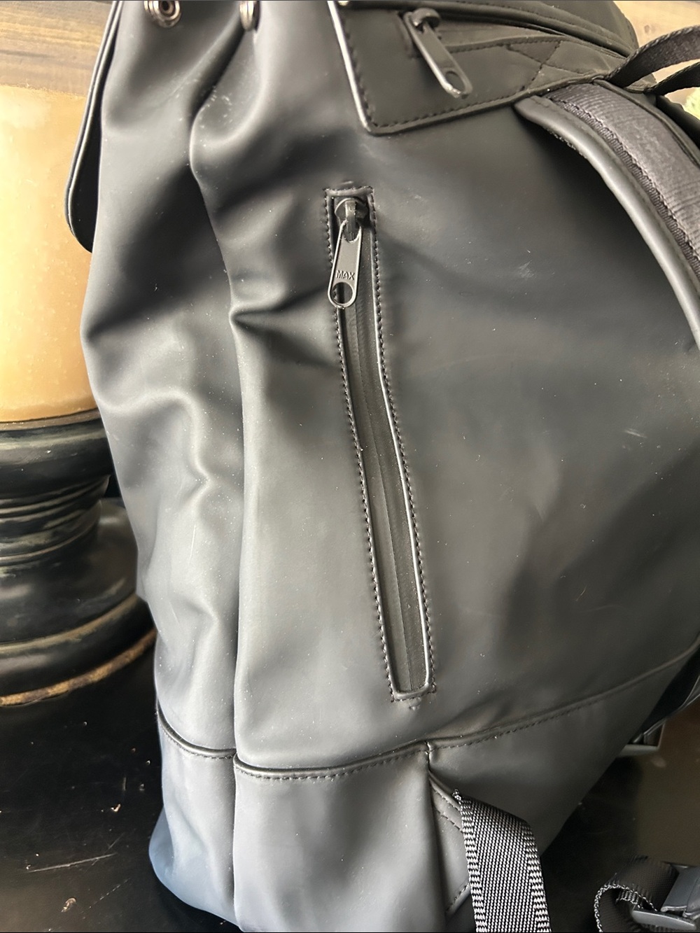 Hunter Black Backpack with Red-Trim Logo Patch - Picture 6 of 9